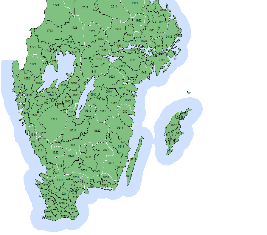 Karta över skördeområden i södra Sverige